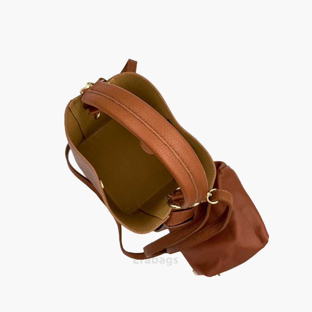 Borsetta a doppia forma con pochette in vera pelle dollaro e camoscio Made in Italy EB10055