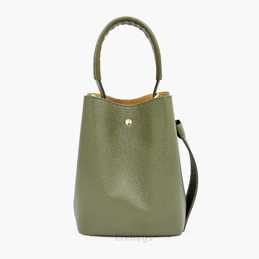 Borsetta a doppia forma con pochette in vera pelle dollaro e camoscio Made in Italy EB10055