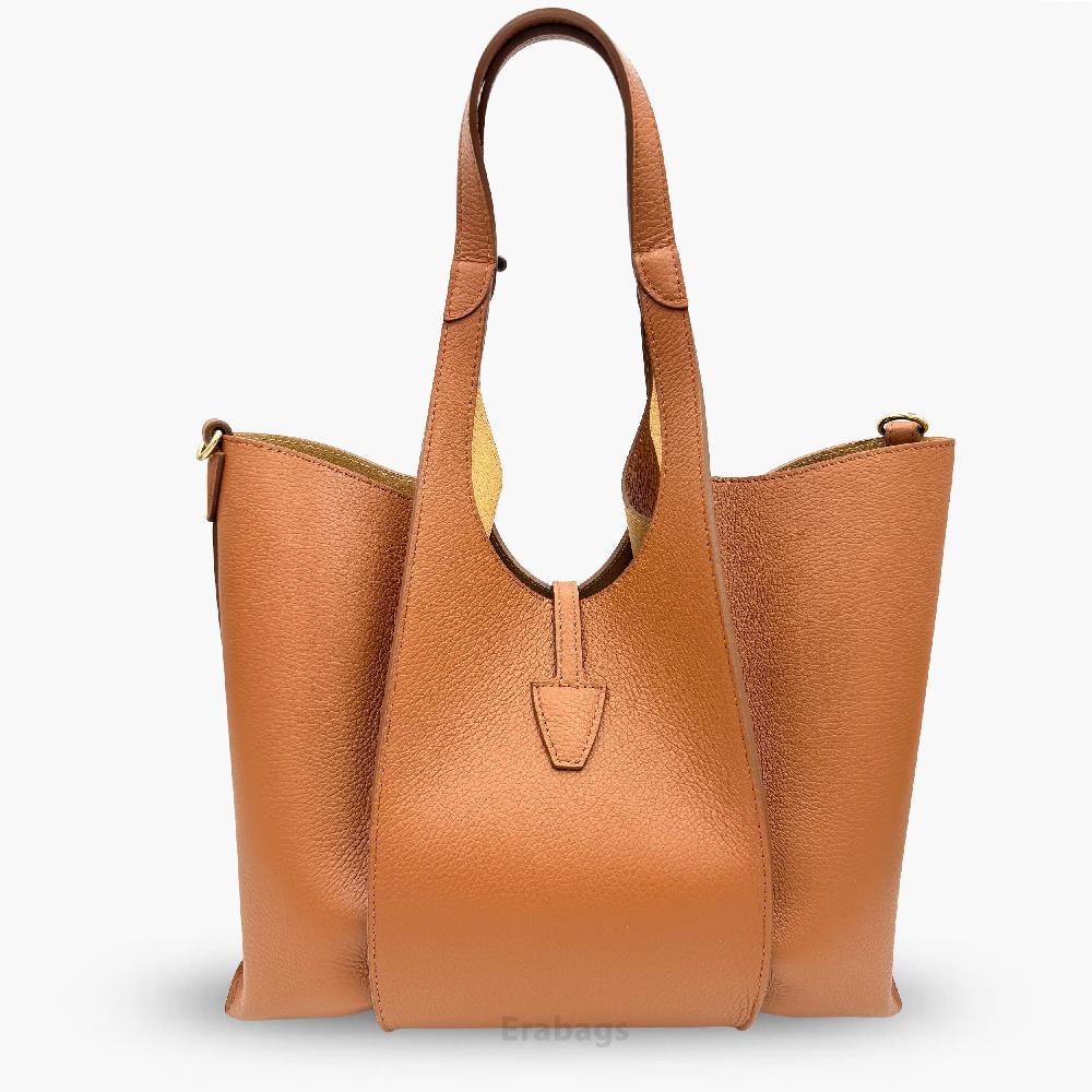 Big Shoulder Bag with Pochette in Genuine Leather Made in Italy EB10068