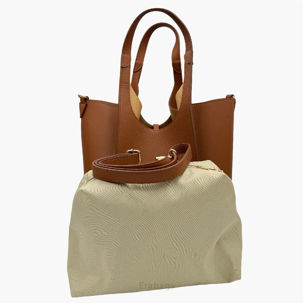 Big Shoulder Bag with Pochette in Genuine Leather Made in Italy EB10068