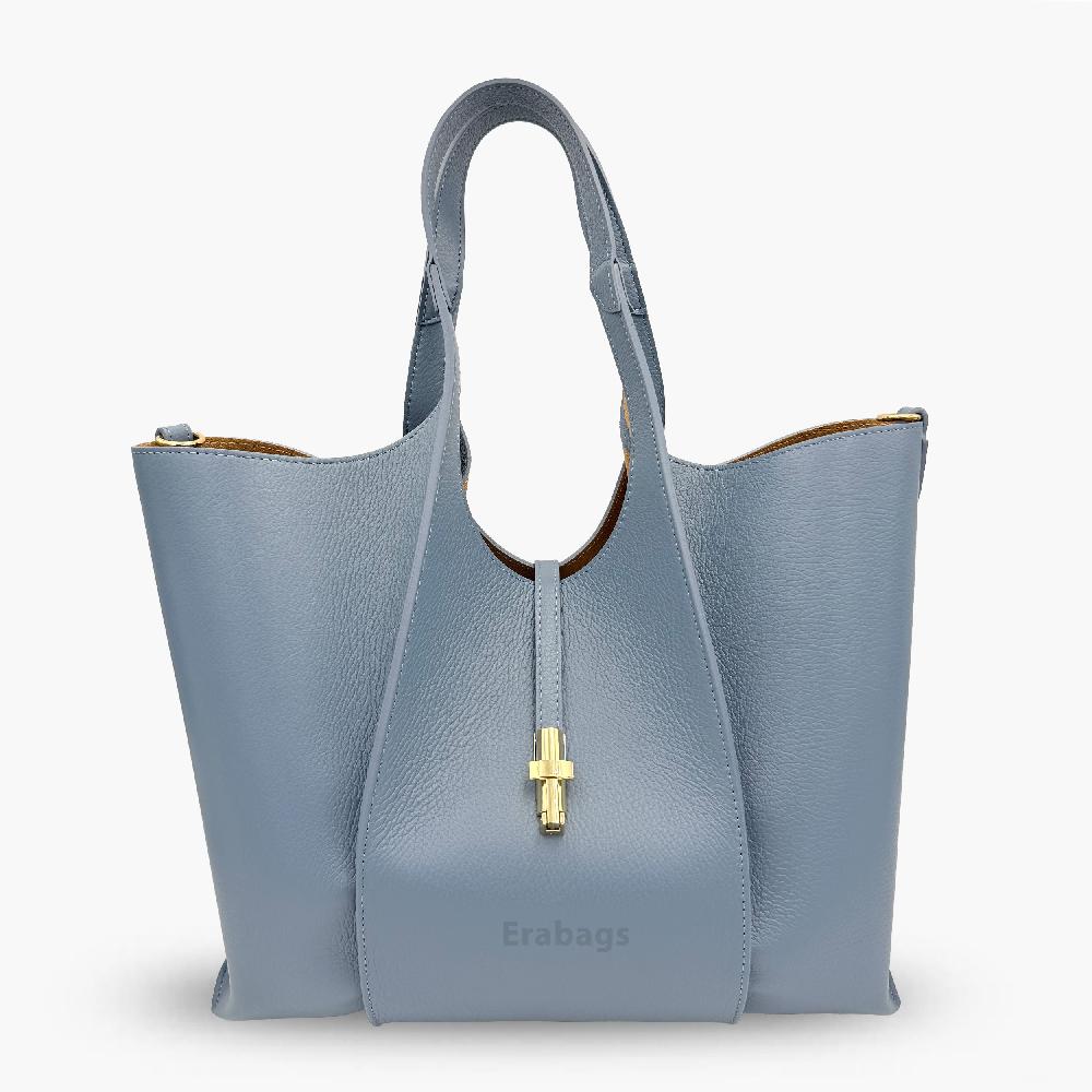 Big Shoulder Bag with Pochette in Genuine Leather Made in Italy EB10068