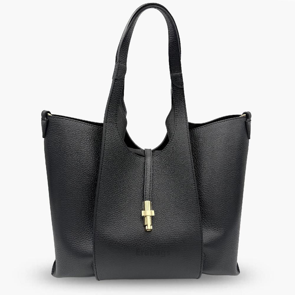 Big Shoulder Bag with Pochette in Genuine Leather Made in Italy EB10068