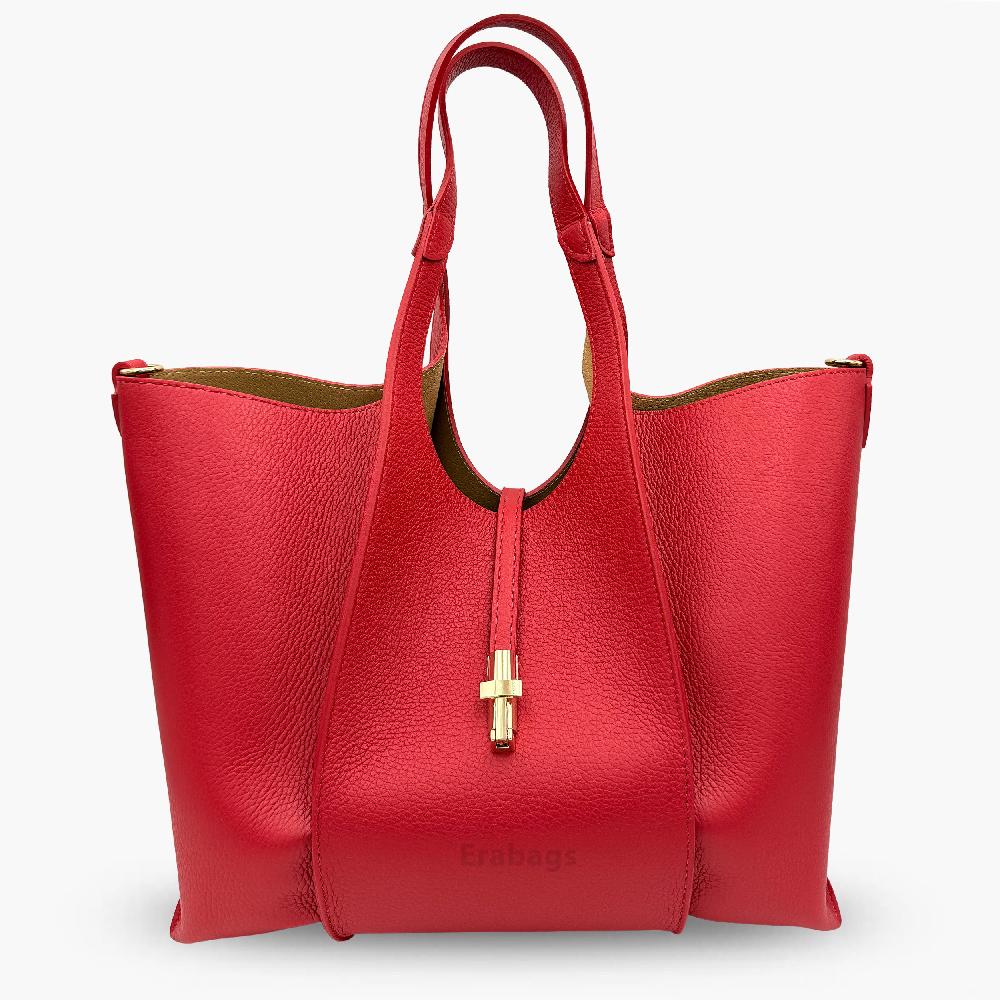 Big Shoulder Bag with Pochette in Genuine Leather Made in Italy EB10068